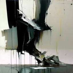 Empty Minimal contemporary abstract flat landscape painting. Concrete. Big brushstrokes. Twisted fragments of bodies. Drips of paint. style of Justin Mortimer and Adrian Ghenie.