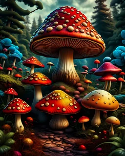 mushroom , colorful page, coloer background, digital Art, perfect composition, beautiful detailed intricate insanely detailed octane render trending on artstation, photorealistic concept art, soft natural volumetric cinematic perfect light, chiaroscuro, masterpiece, oil on canvas, raphael, caravaggio, greg rutkowski, beeple, beksinski, giger, black and white still, digital Art, perfect coloer, read,green, blew,white, ((((colorful)))))