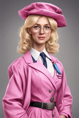 Een dom blondje die haar dokterdiploma heeft gekregen dankzij CHATGPT. Straalt domheid uit. Haar graduation outfit is volledig roze. Karikaturaal, carnavalesk, er zijn dokterattributen, denk legally blind en greys anantomy Dokter moet duidelijk zijn. Ze is lelijk, veel koninklijker, grootser, giganttisch, echt carnaval. Hoed is echt groot en karikaturaal, dom, moet wel nog steeds graduation hoed zijn, geen heksenhoed, gewoon grote graduation hoed. De vest is dicht, tinten blauw, graduation sjaal