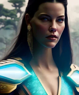 a fancy portrait of Liv Tyler as Avatar (movie) by Greg Rutkowski, Sung Choi, Mitchell Mohrhauser, Maciej Kuciara, Johnson Ting, Maxim Verehin, Peter Konig, 8k photorealistic, cinematic lighting, HD, high details, dramatic, atmosphereric, trending on artstation