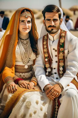 Balochi bride and groom with traditional dress