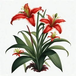 Western Red Lily plant on white background, illustration