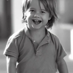 Brad Pitt toddler, smile, full body, hyper realistic