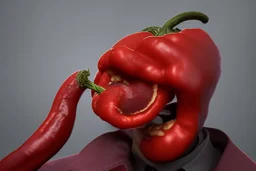 man eats the strongest chili pepper in the world and screams in pain and cries, cartoon style