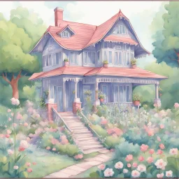 a beautiful house in a garden by artist "Tittynope"