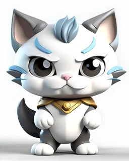 cute Chibi 3d Warrior Cat s in a t-shirt design, vector art, white background, in the style of Disney animation, white background