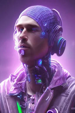 lionel Messi style cyberpunk, purple tones, high lighting