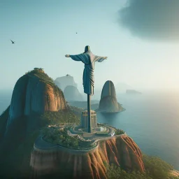 Christ the Redeemer, spring, flying birds, unreal engine 5, cinematic lighting, realistic, hyper detailed, 8k, octane render, cinema 4d