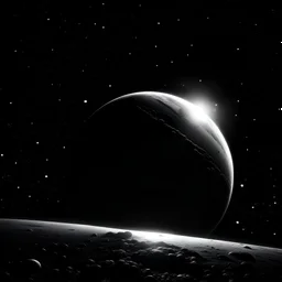 black and white outer space planet