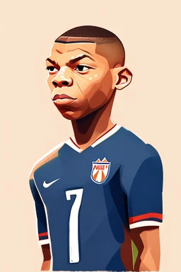 Kylian Mbappe French soccer player ,cartoon 2d