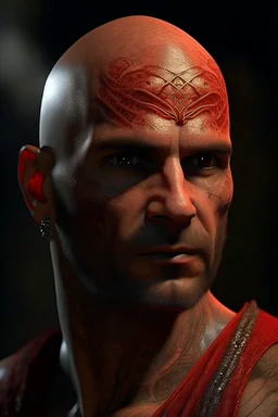 A portrait of a man , looking at you ,red skin, scales, unreal engine 6, high detail, intricate, cinematic. photoshoot style, intricate, studio lighting, masterpiece , highly detailed, 8k, best quality, fire, smoke, dramatic,d,<lora:mshn:0.7>,<lyco:Warrior_Couture:0.5>,