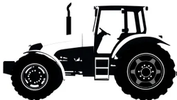 side profile silhouette of a modern tractor, vector on white background