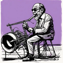[illustration by Charles Bukowski] Spider Murphy played the tenor saxophone Little Joe was blowin' on the slide trombone The drummer boy from Illinois went crash, boom, bang The whole rhythm section was a purple gang