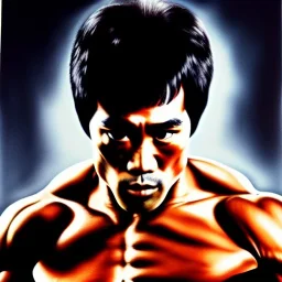 Ultra detailed fullbody Portrait in oil on canvas of Venom merges Bruce lee,extremely detailed digital painting,extremely detailed face,crystal clear Big eyes, mystical colors ,perfectly centered image, perfect composition, rim light, beautiful lighting,masterpiece,8k, stunning scene, raytracing, anatomically correct, in the style of Wizyakuza and robert e howard and InHyuk Lee and Ohrai Noriyoshi and Simon Bisley.