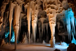 large cave with stalactites and stalagmites