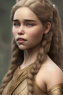 emilia clarke, head and shoulders portrait, viking clothes, 8k resolution