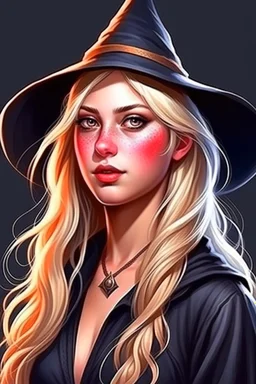 RPG female blond witch, fantasy realistic style