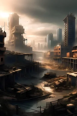 city in a post apocalypse style