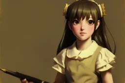 baroque oil painting, a young, cute, adorable school girl, anime character concept art, rule of thirds, golden ratio, detail acrylic palette knife, art by sam curry