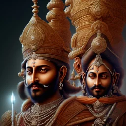 chhatrapati shivaji maharaj face, ornaments theme art, Dark moody night atmosphere, 8K, close-up face, anatomically perfect face, oak tree roots,