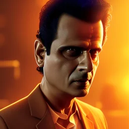 Indian actor Manoj bajpayee, by Mahmoud Sai, Cartographic, Circuitry, Golden Hour, Closeup-View, 16k, Lumen Global Illumination, Diffraction Grading