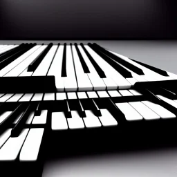 Piano, guitars, black background, hyper realistic, blender