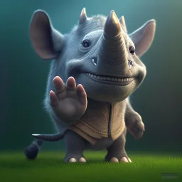 Concept art of Little mascot rhino wearing a hoodie (Pixar art style)++, highly detailed, digital painting, art stations, concept art, smooth, unreal engine 5, god rays, ray tracing, RTX, nanite polygons, lumen lighting, ultra detail, volumetric lighting, 3d, detailed anime, finely drawn, high definition, high resolution, cartoon [ animation, cartoon, drawing, painting, low res, cropped, watermark, jpeg artifacts, low quality, normal quality, bad anatomy, text error, worst quality, blurry thousa