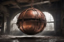 Ее взгляд упал на большой, медный шар, висевший под потолком — часть какого-то сложного, заброшенного механизма. Он был старым, покрытым паутиной, но выглядел массивным.