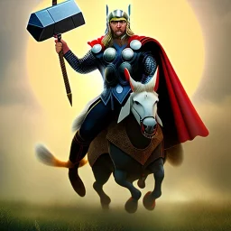 thor with his hammer on horse