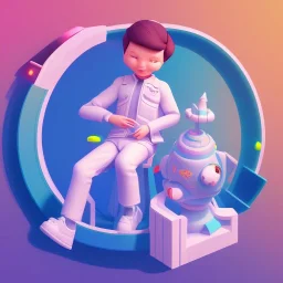 isometric clean art of super cute boy, soft lighting, soft pastel gradients, high definition, 3d icon clay render, blender 3d