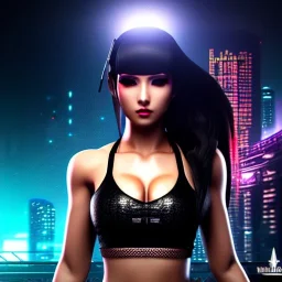 Cyberpunk Girl Wearing Leggings and a sports bra