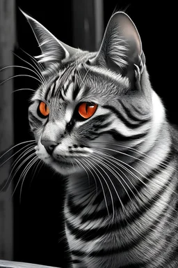 Cat tabby color black white grey