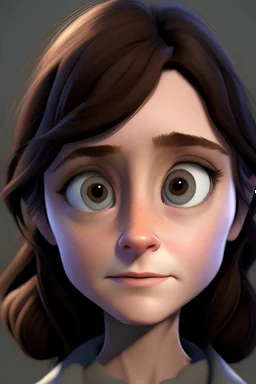 Female with Brown hair and grey eyes as pixar character