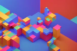 3D colorful geometric installation, simplistic, studio lighting, C4D, 16k, Behance, Artstation, centered, top down camera, vibrant