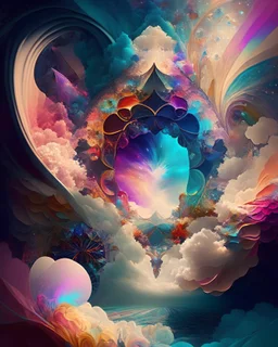 An ethereal realm where dreams and reality merge, creating a kaleidoscope of colors, shapes, and emotions