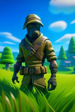 a 4k image of grass and fortnite chracter