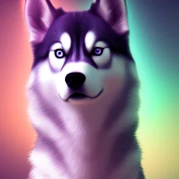 Husky, neon pink eyes, 8K, cinematic lighting, sharp focus, masterpiece, expert