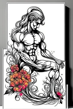 man wall art floral bodybuilder