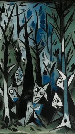 A dark thicket with fairies painted by Pablo Picasso