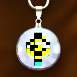 Clear polyester necklace with a pendant featuring a design inspired by a favorite video game character