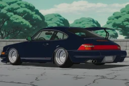 a dark Porsche carrera 964, wide-body, pandem, rocket bunny, carbon fibre, drift car, jdm wheels and rims, ultra realistic,concept art,in tokyo