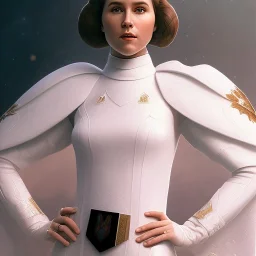 extremely detailed 8k hyperspace wallpaper,complete and photo realistic detailed head to waist stunning photo realistic portrait of Rod Stewart as Princess Leia in star wars with photo realistic minimal and unpretentiously updo hair, brown eyes, professional majestic photo realistic painting by Ed Blinkey, Atey Ghailan, by Jeremy Mann, Greg Manchess, Antonio Moro, trending on ArtStation, Intricate, High Detail, Sharp focus, dramatic, realism, beautiful and detailed lighting