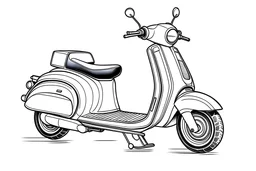 outline art for scooter coloring pages, white background, sketch style, full body, only use outline, clean line art, white background, no shadows and clear and well