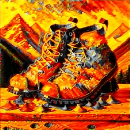 moutain shoes , art, oil colors, bright