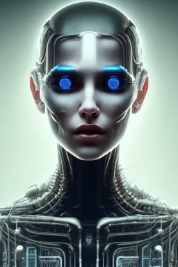 cyberpunk, head, women, portrai, face cry, black eye tears, tron, cyborg, robot, cyborg, white hair, seven , perfekt, real, dream, hr giger