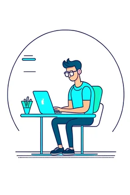 vector illustration for developer working on a laptop
