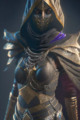 Iconic Arabian assassin, armor, full body, dark, stunning portrait, dynamic shot, vivid, richly saturating colors, legs, full face, cinematic atmosphere, immersive, global lighting, complex shadows, reflections, octane rendering, hyper-realistic, unparalleled detail Her, 8K, Groundbreaking, Epitome of Concept Art, Material-Based Rendering, Dynamic Angles, Complex Textures, Subsurface Dispersion, Timeless Masterpiece, AI-Enhanced, GAN, Ray Tracing, Depth of Field, Riding a Horse