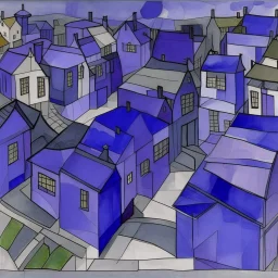 A violet abandoned plague town designed in Heidrun manuscripts painted by Theo van Doesburg