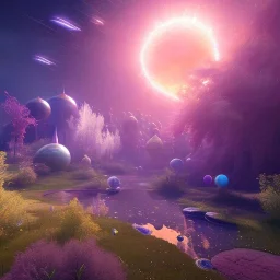 beautiful cosmic transparent landscape very etheric and cosmic, delicate colors, ultra sharp focus, 8k, unreal engine 5, extremely sharp detail, light effect, soft light atmosphere, smooth, full of details