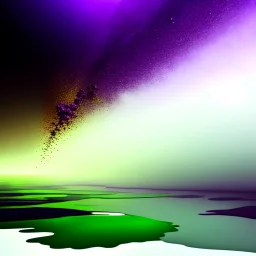 a texture of a beautiful clear sky violently exploding and raining dirty and grey hues of purple, green, and brown that muddy the sky, surreal, dreamlike